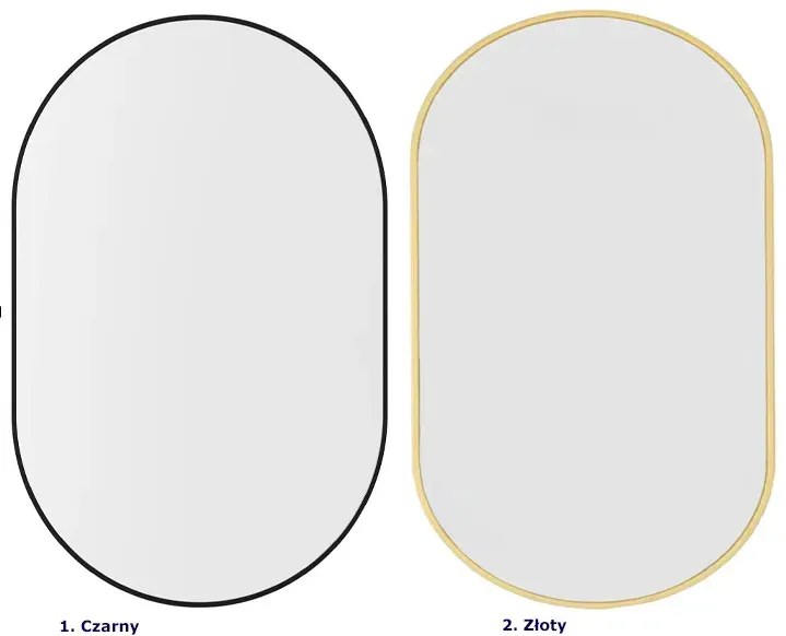 Czarne lustro owalne nowoczesne 80x40 cm D5-S35