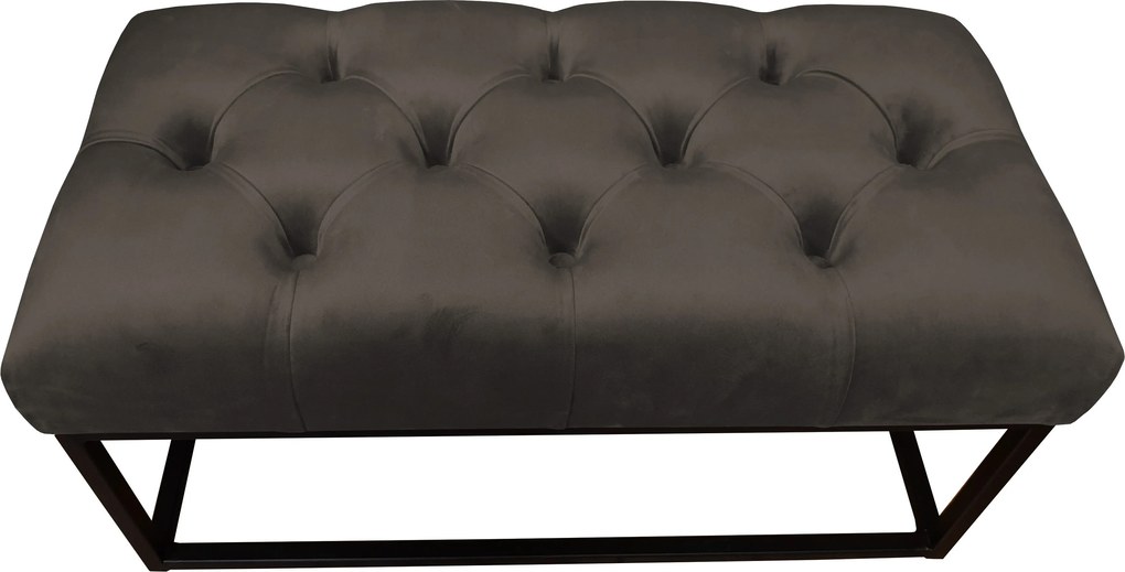 Ławka CHESTERFIELD tkanina Welur loft ławka metal : Kolor Stelaża - Czarny , Kolor tkaniny - VELVET - MG05, Typ tkaniny - Velvet