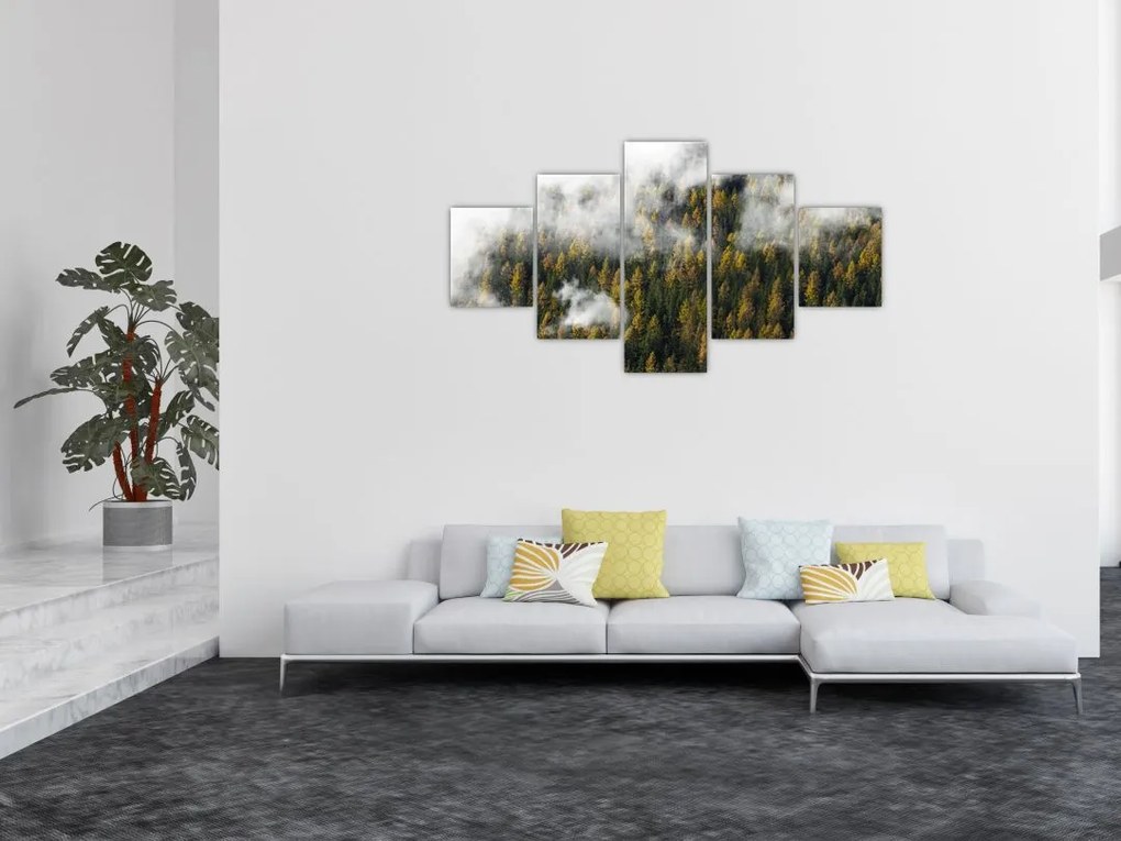Obraz lasu w chmurach (125x70 cm)