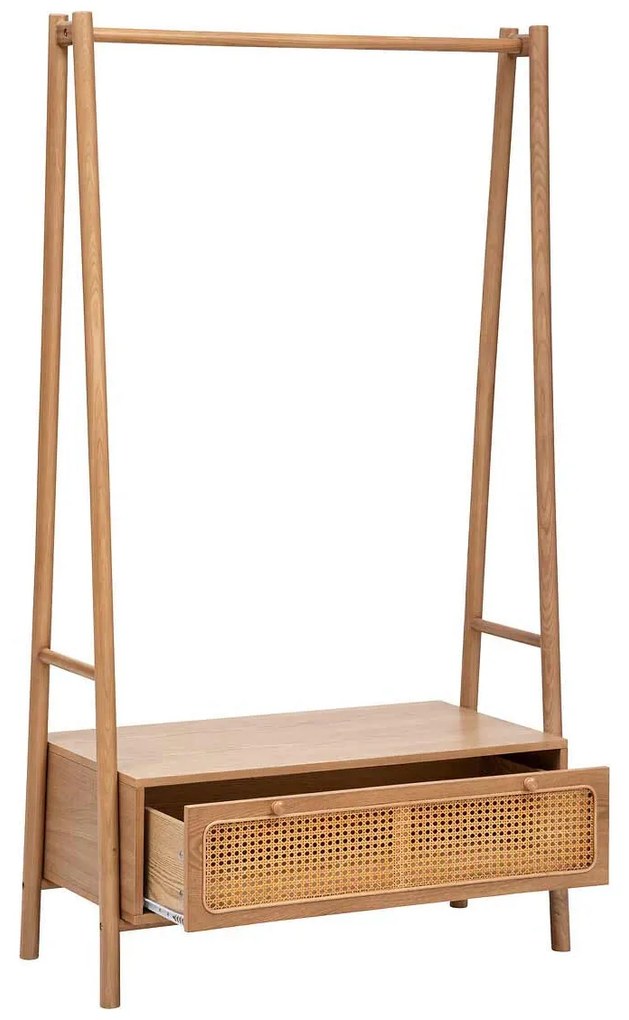 Wieszak na ubrania z szafką na buty TIRIA, plecionka wiedeńska, 162 cm