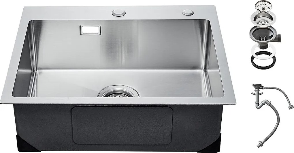 Zlew Kuchenny SucceBuy Zlew Kuchenny 68CM z Montażem Górnym, Pojedyncza Komora, Podblatowy, ze Stali Nierdzewnej