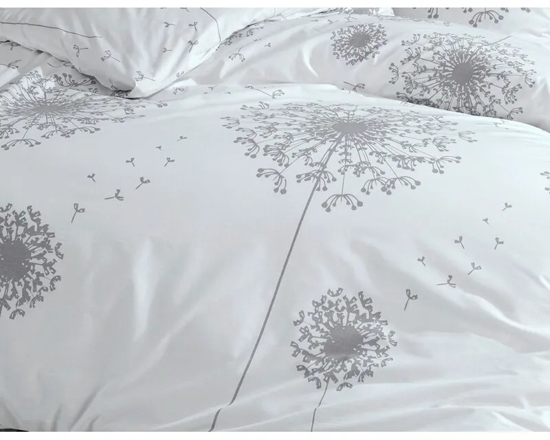 BedTex Bawełniana pościel Pampeliška szara, 220 x200 cm, 2 szt. 70 x 90 cm