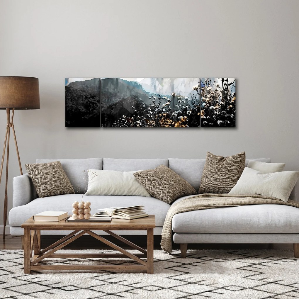 Obraz - Ilustracja przedstawiająca dzikie kwiaty (170x50 cm)