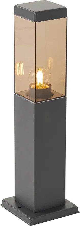 Nowoczesna latarnia zewnętrzna ciemnoszara z dymem 45 cm - Malios