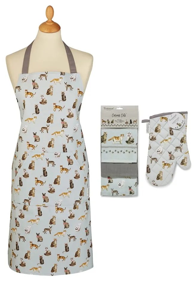 Zestaw ścierek, fartucha i rękawicy kuchennej 5 szt. Curious Cats – Cooksmart ®