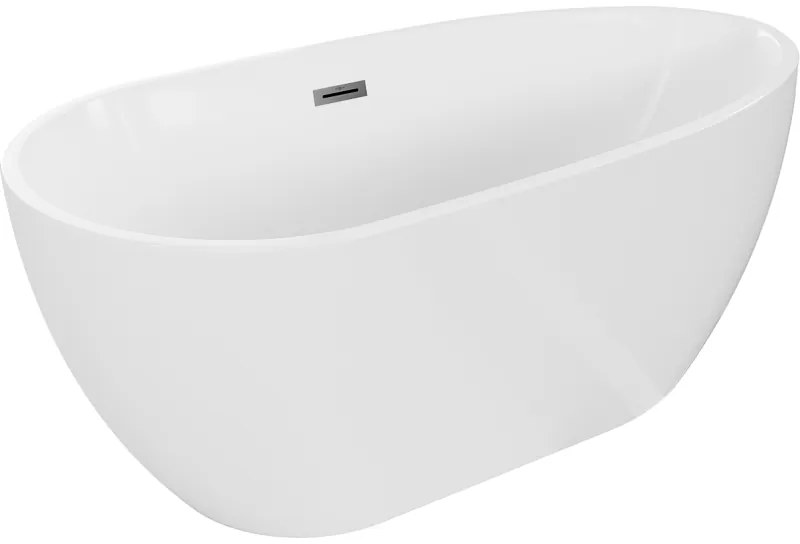 Mexen Eos wanna wolnostojąca 150 x 75 cm, biała, przelew gun metal - 52471507500-95