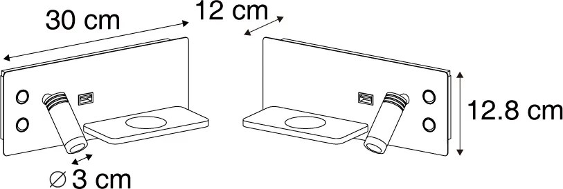 Zestaw 2 beżowych lamp ściennych z LED, USB i ładowarką indukcyjną - Riza