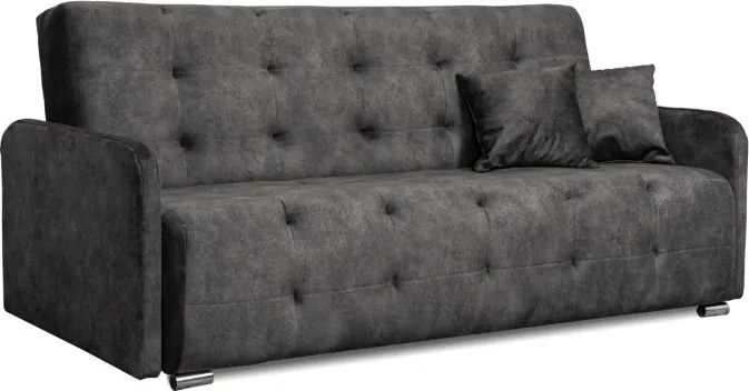 Sofa z Funkcją Spania ARIA Wersalka Rozkładana Dwuosobowa Welurowa Szara Nowoczesna do Salonu