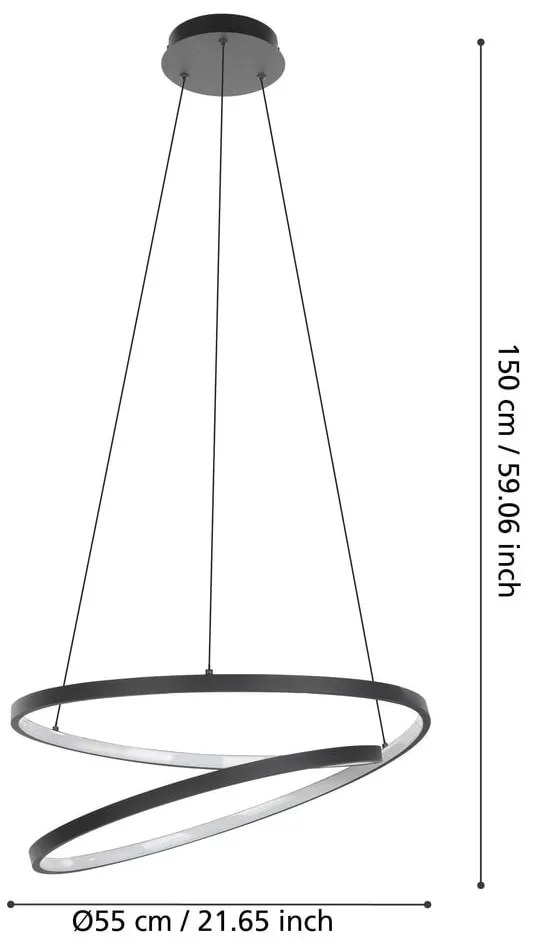 Czarna lampa wisząca LED ø 55 cm RUOTALE – EGLO