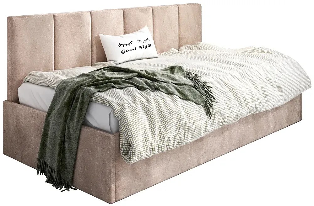 Beżowe welwetowe łóżko sofa Golones 7X - 4 rozmiary