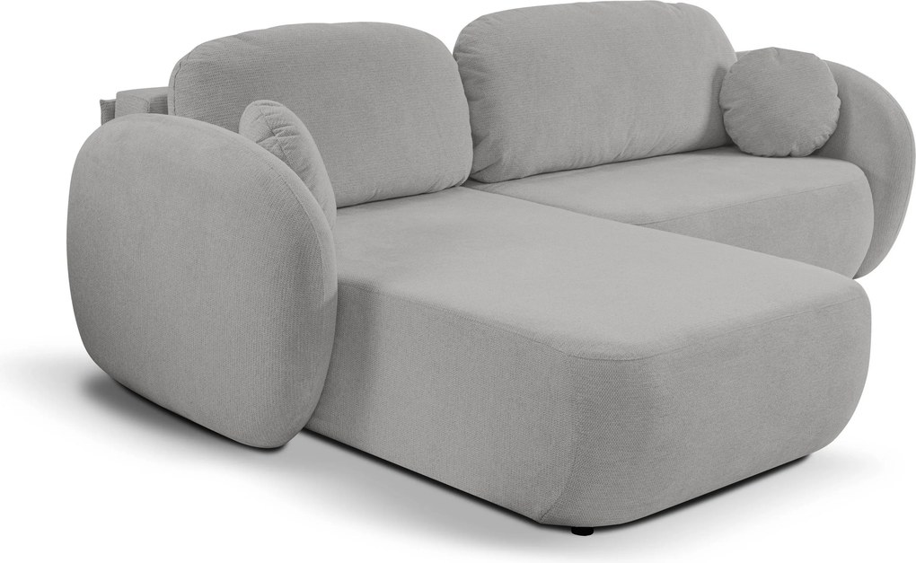 Masseno Narożnik AMICO z funkcją spania i pojemnikiem na pościel Narozniki L, Rozkładana sofa - Jasnoszary, ARAGON 83