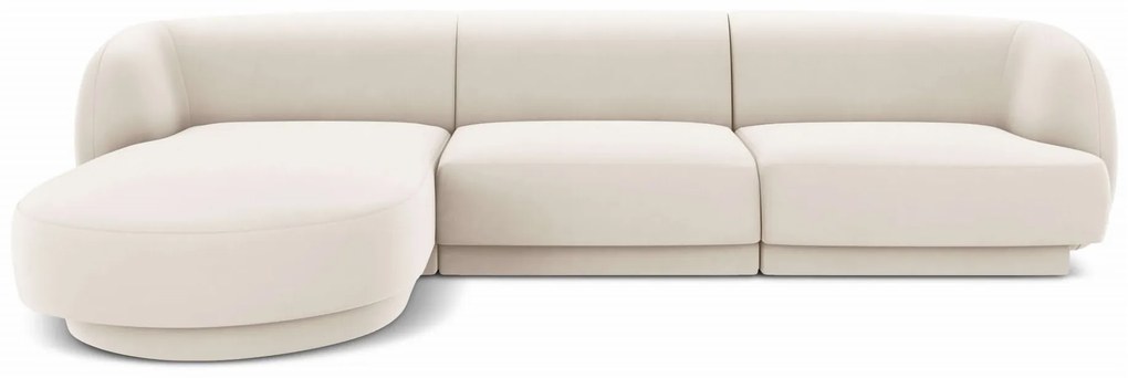 OUTLET Sofa narożna lewa jasny beż, tkanina Boucle Miley od Micadoni