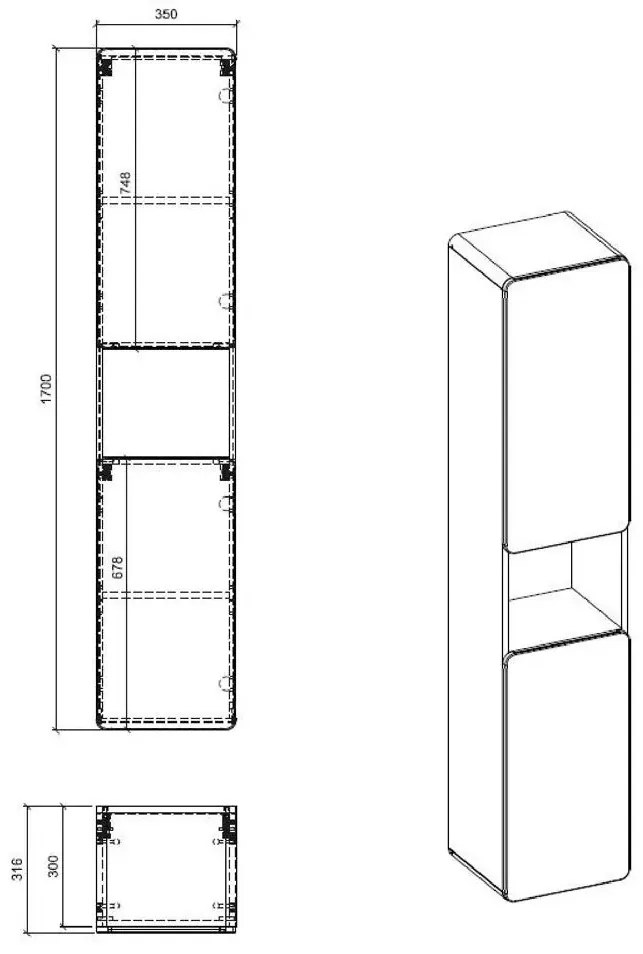 Zestaw podwieszanych mebli łazienkowych Zeftox 3Q 80 cm - Biały połysk
