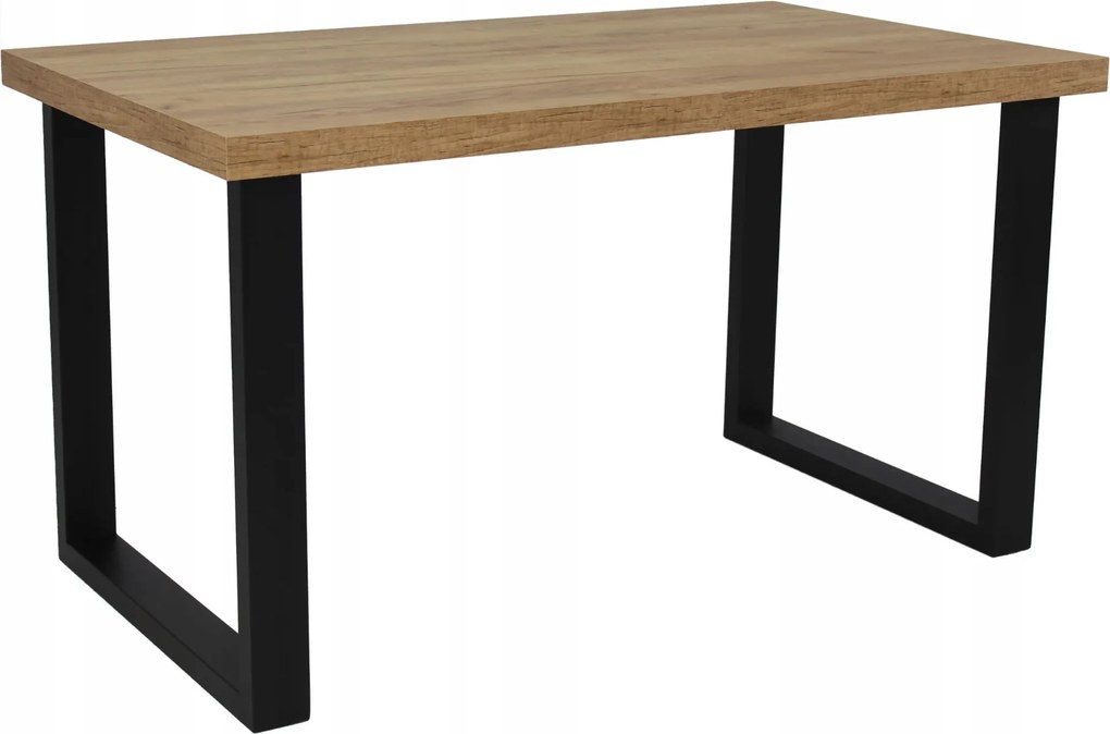Stół prostokątny rozkładany 90x160/260 dąb craft + czarne nogi metal