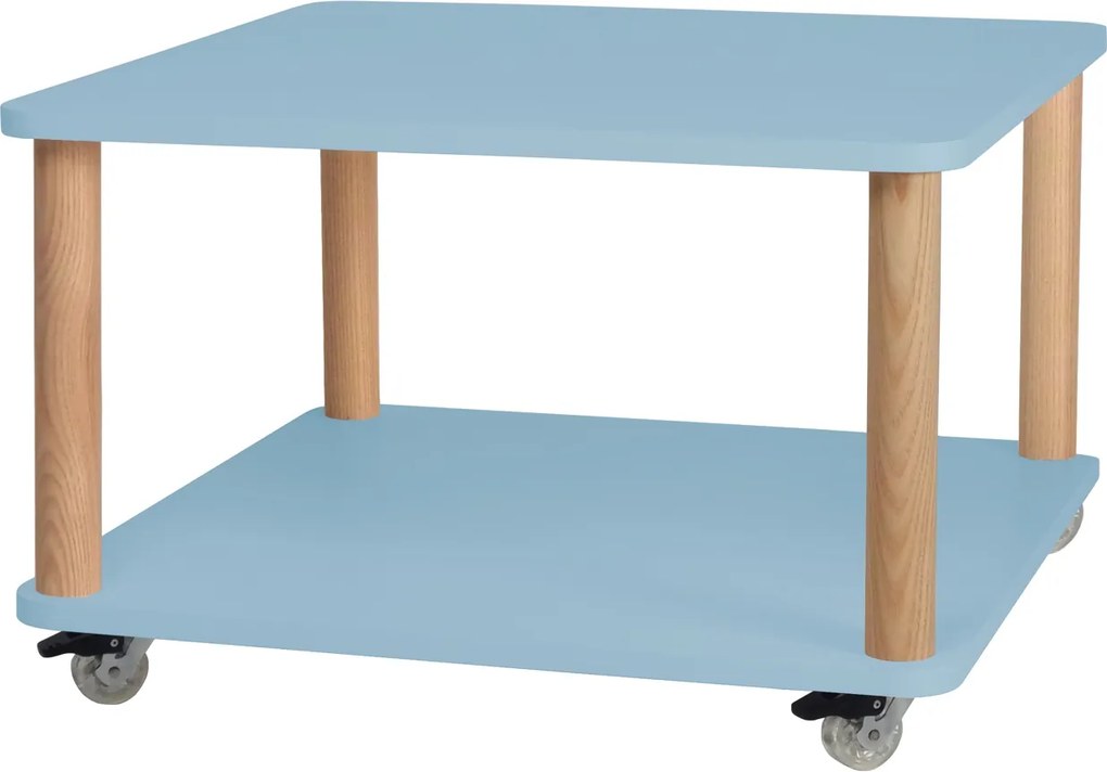 Kwadratowy stolik kawowy na kółkach Ashme z kolorowym blatem 64x64 cm