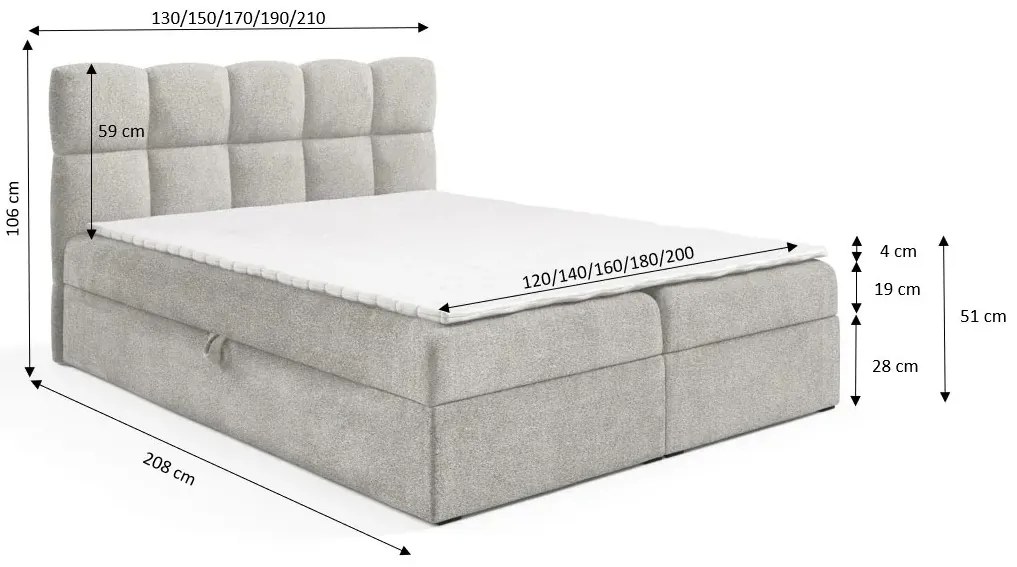 Zielone łóżko tapicerowane z pojemnikiem 5 rozmiarów S1-B07