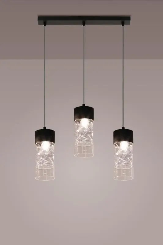 Szklana potrójna lampa wisząca nad stół - EX501-Malone