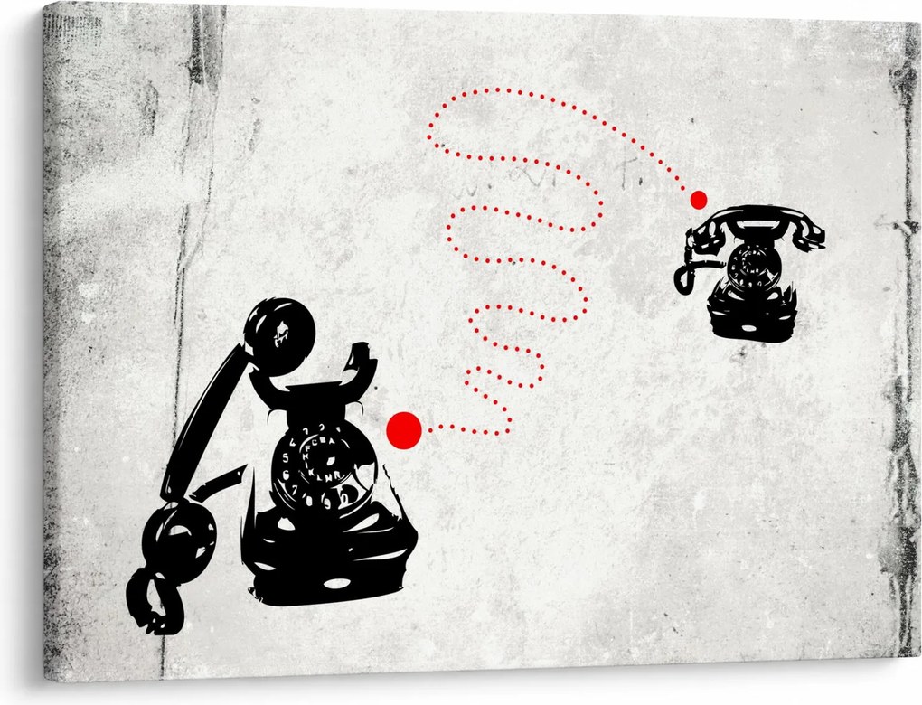 Obraz - Rysunek telefonu w stylu Banksy (70x50 cm)