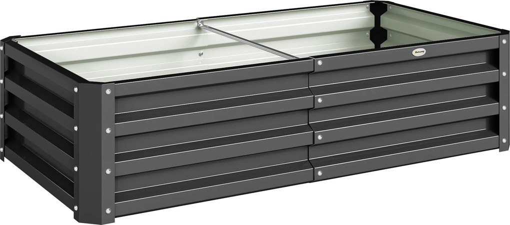 Outsunny Podwyższona Grządka Odporna na Warunki Atmosferyczne z Ocynkowanej Stali z Otwartą Podłogą 120x60x30.5cm Szara | Aosom PL