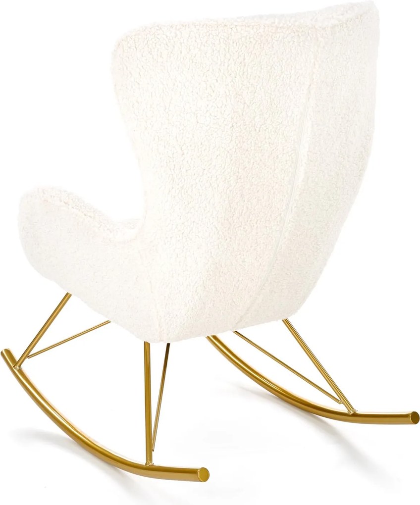 Nowoczesny fotel bujany na złotych płozach Liberto