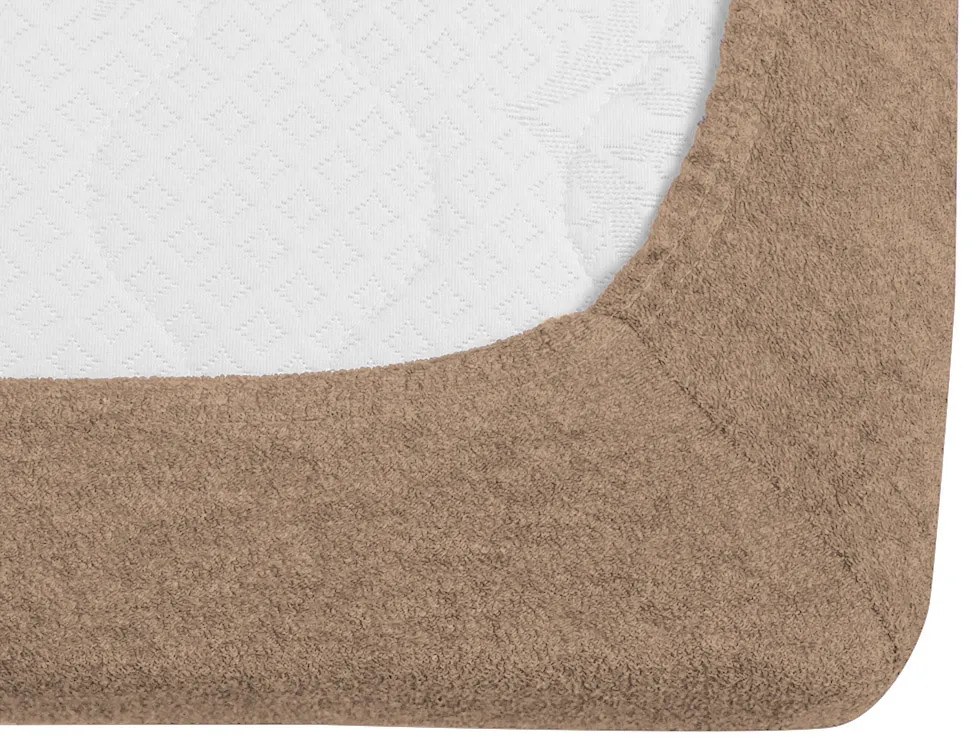 PrzytulneMieszkanie.pl Frotte prześcieradło jasnobrązowe 140 x 200 cm