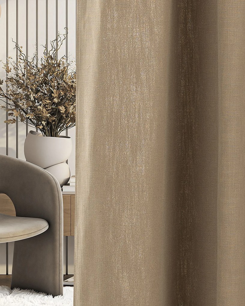Zasłona gotowa na taśmie marszczącej 140x280cm light brown 1 szt.