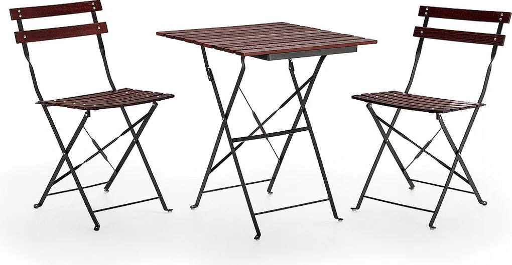 Zestaw mebli ogrodowych Colummn Ensemble Bistro Agata 3 elementy czarny, stół i 2 krzesła