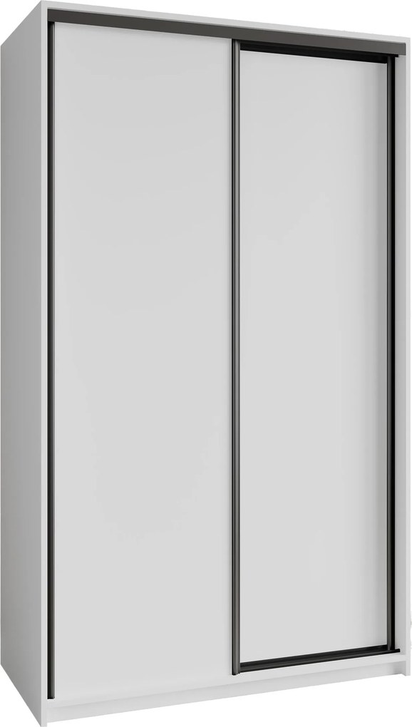 Szafa Przesuwna NISSE 120 cm Szafa Dwudrzwiowa z Szufladami Biała / Czarne Profile
