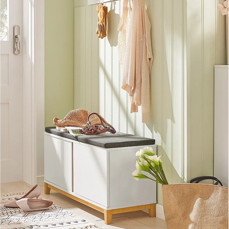 Ławka na buty z siedziskiem i 2 drzwi FSR117-W