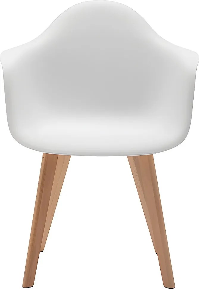 Zestaw 6 krzeseł z podłokietnikami VIXI - Polipropylen i buk - Białe