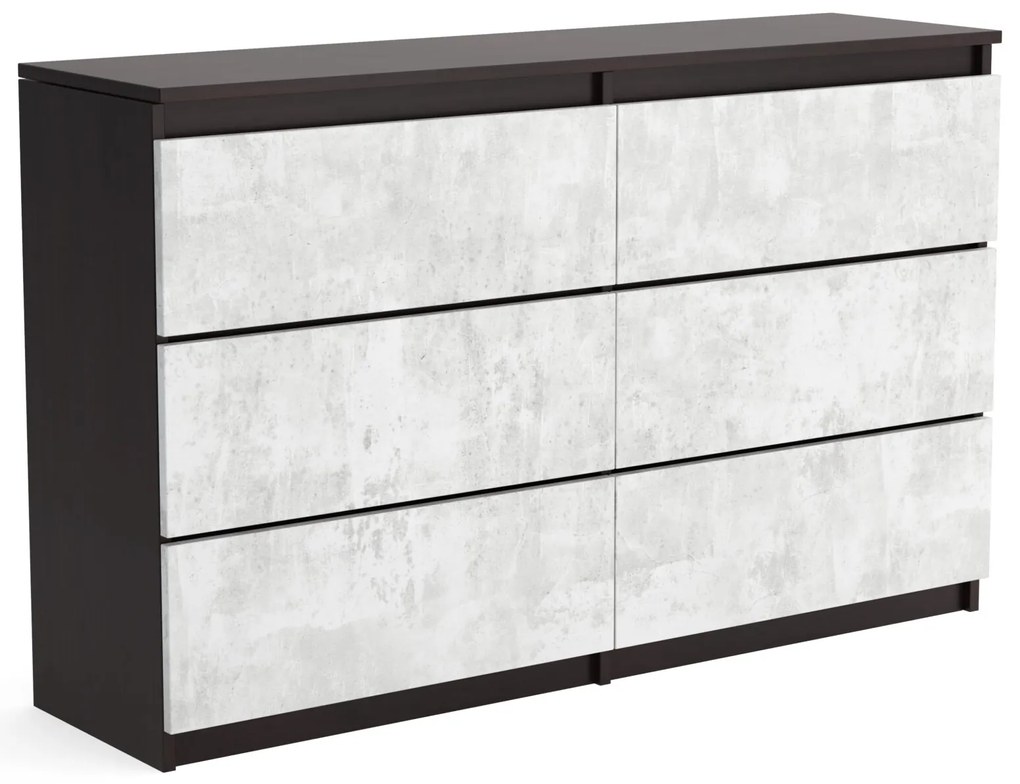 Duża komoda 6 SZUFLAD Szafka 120 cm ARIA Wenge/Beton
