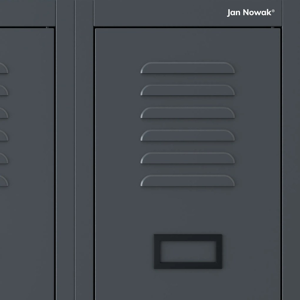 Szafka pracownicza metalowa dwukomorowa antracytowa: KACPER II, 600 x 1800 x 500 mm
