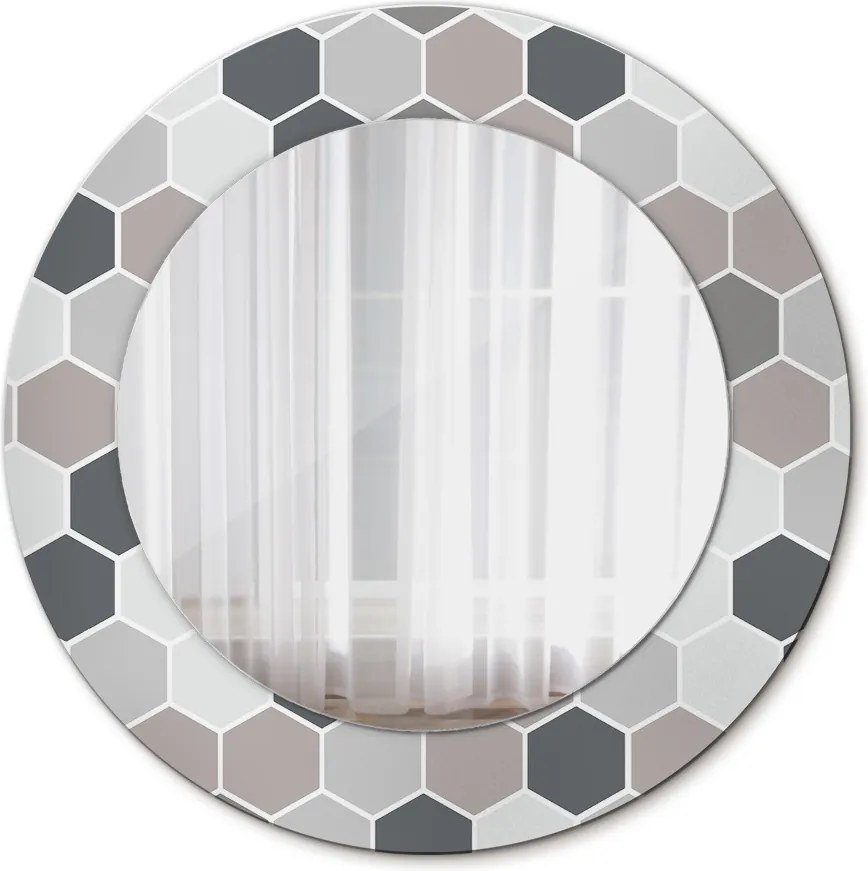 Lustro dekoracyjne okrągłe Sześciokątny wzór