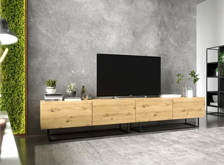 Zestaw szafek rtv na nóżkach dąb artisan - Merol 9X