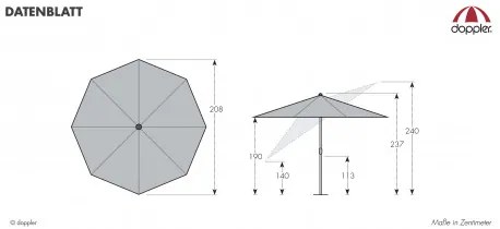 ACTIVE 210 cm - parasol z centralną nogą : Substancja Desen - 833