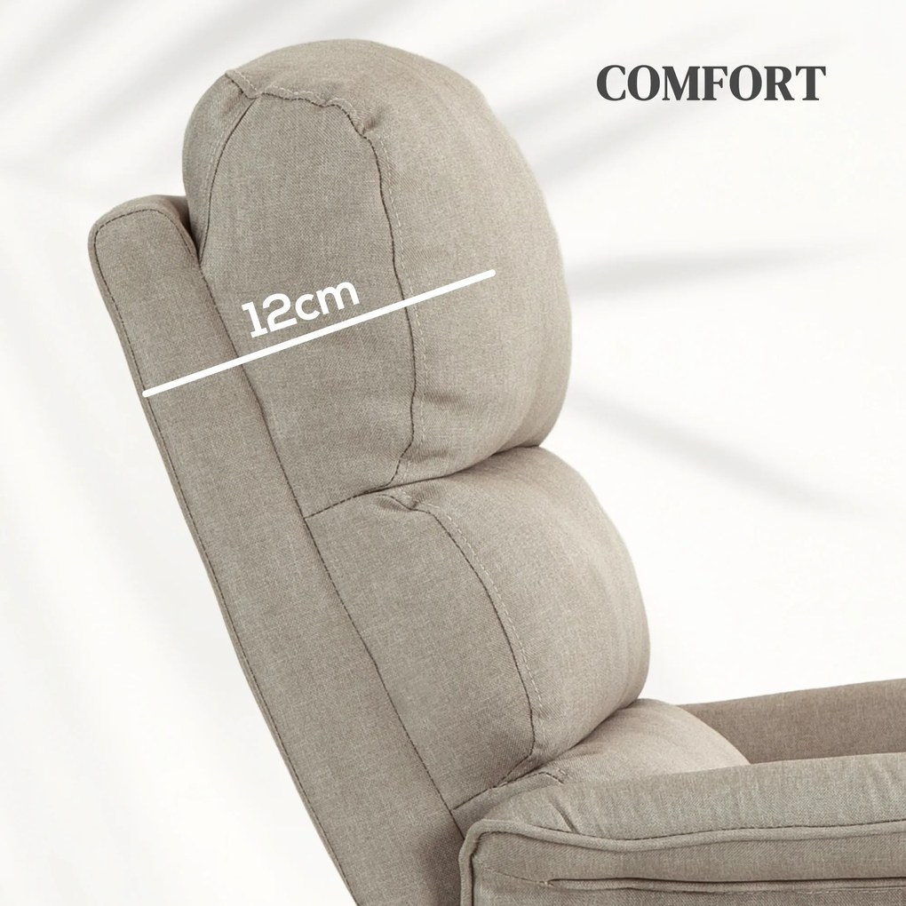 HOMCOM Fotel relax z elektryczną pomocą wstania, regulowalne oparcie/podnóżek, do 120 kg, 66 x 90 x 96 cm, Kolor beżowy