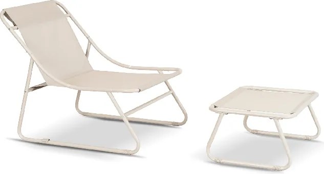 Fotel Ogrodowy KALISTA z Podnóżkiem Beżowy Nowoczesny