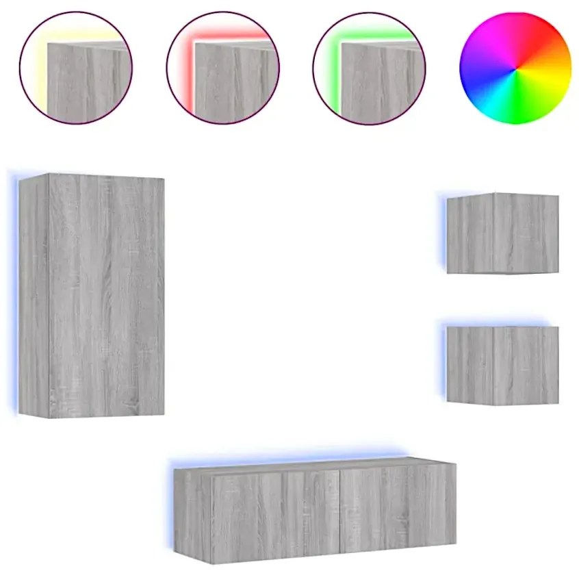 Szafki ścienne LED w kolorze szarego dębu sonoma - Mentona