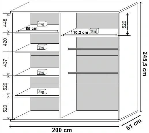 Biała szafa przesuwna 200 cm - Estori 2X