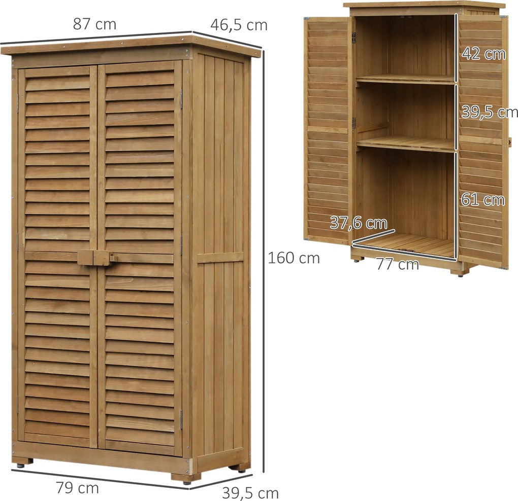 Outsunny® Drewniana Szafa Ogrodowa, Domek Narzędziowy Szopa Ogrodowa