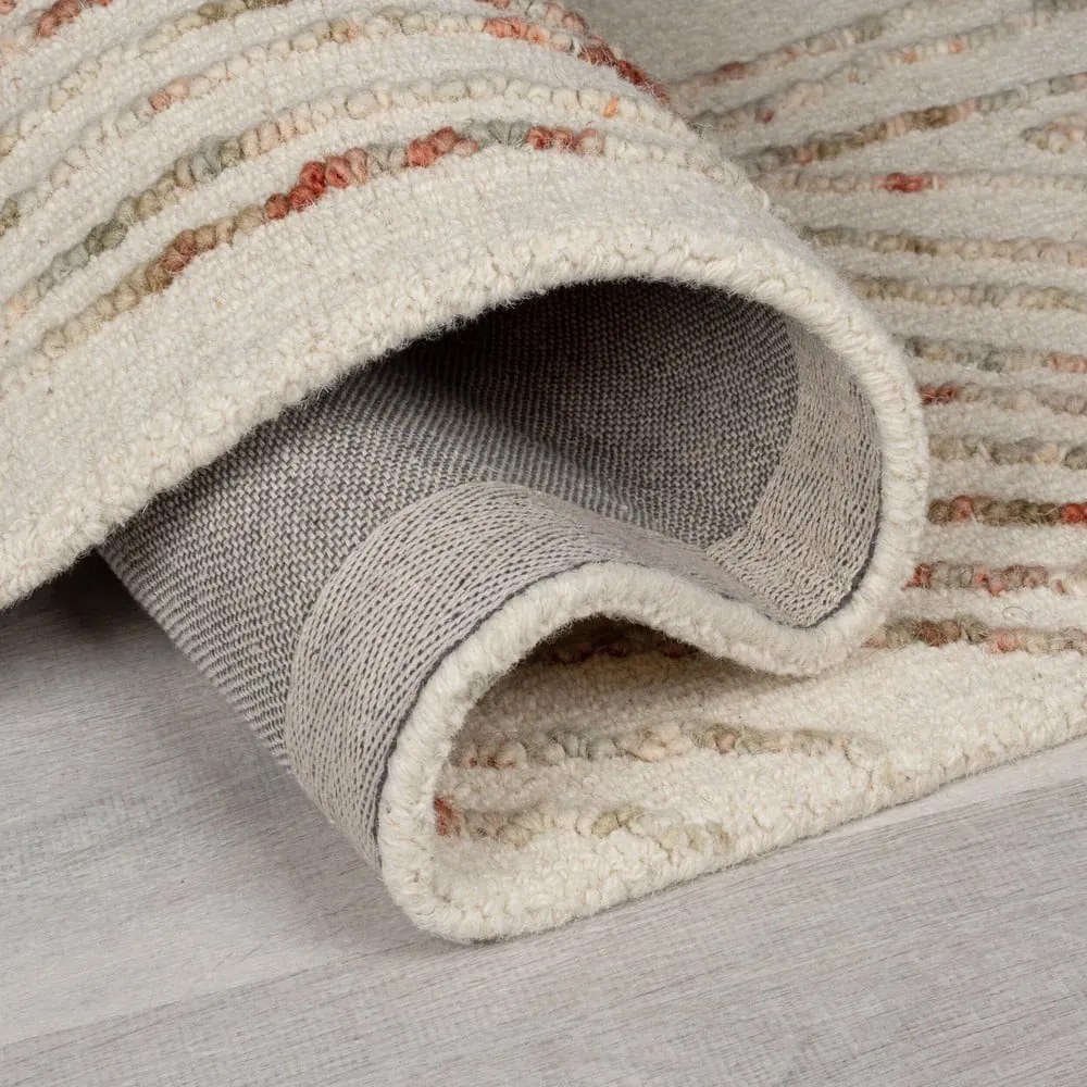 Pomarańczowy/kremowy wełniany dywan 80x150 cm Abstract Swirl – Flair Rugs