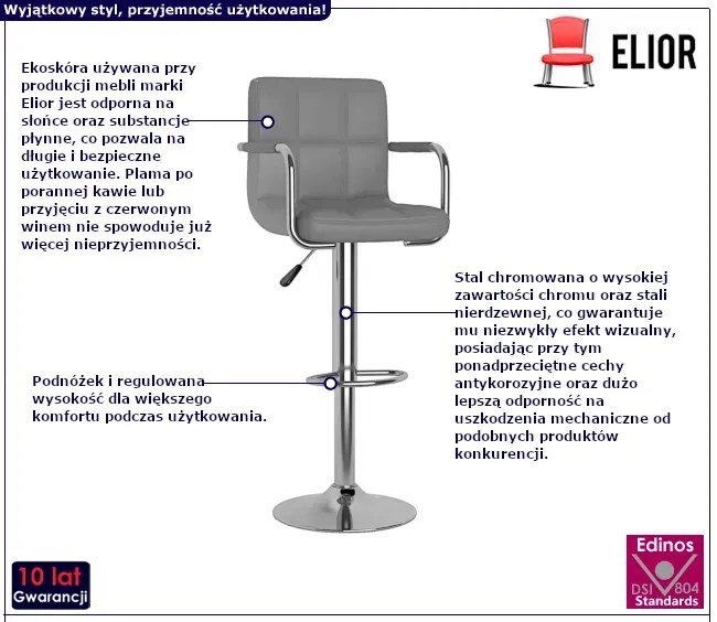 Zestaw 2 szarych hokerów regulowanych - Saskia 3X