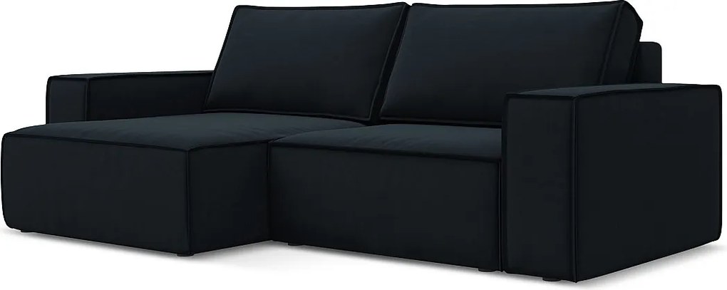 Narożnik lewostronny z funkcją spania - z tkaniny welwetowej - królewski niebieski - KIMO