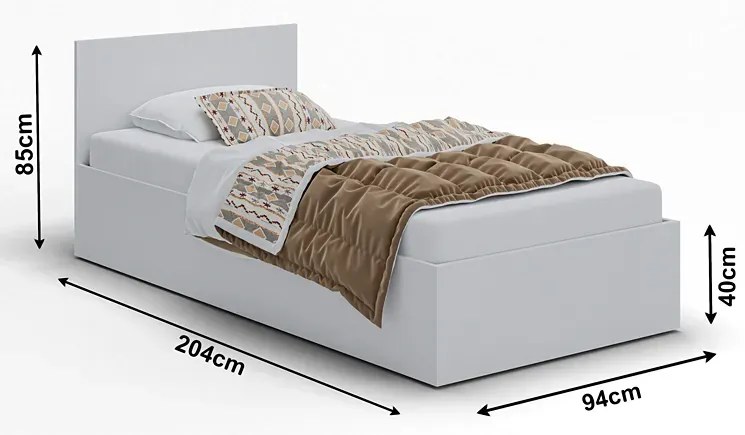 Czarne jednoosobowe łóżko z materacem 90x200 K4-H32
