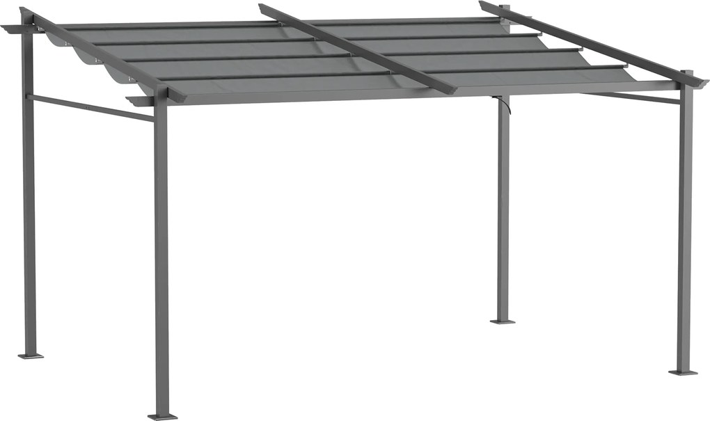 Pergola Outsunny, z materiałem montażowym, rozsuwany dach, 3,97 m x 2,95 m x 2,3 m, Ciemnoszary