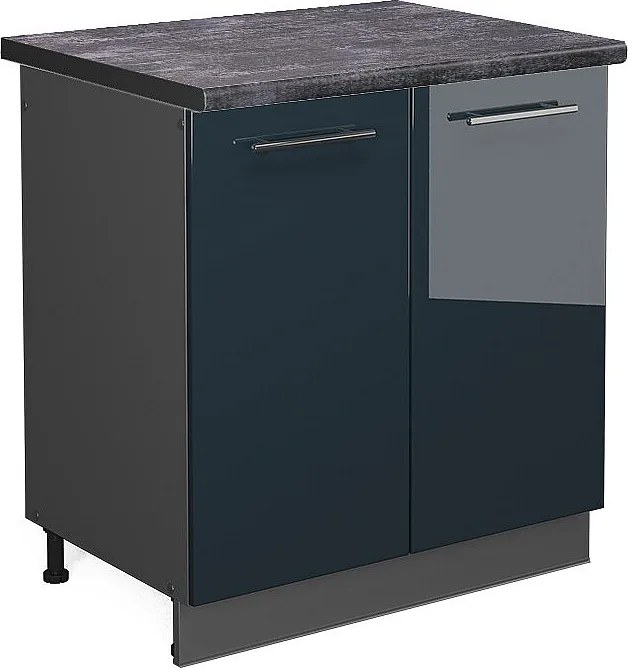 Szafka pod zlew ciemnoniebieski wysoki połysk 80x60x82 fame-line