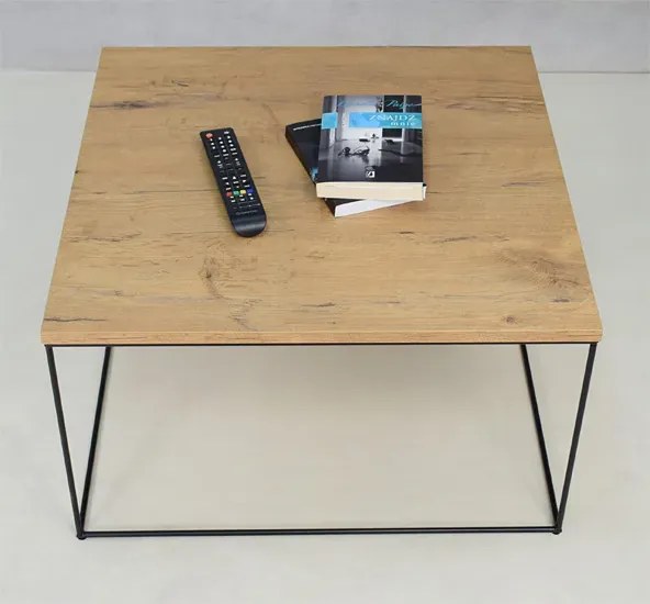 Kwadratowy stolik kawowy w stylu loft dąb lancelot - Otax 4X