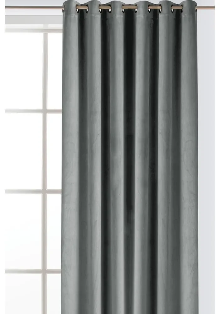 Szara aksamitna zasłona częściowo zaciemniająca (dimout) 530x270 cm Velto – Filumi