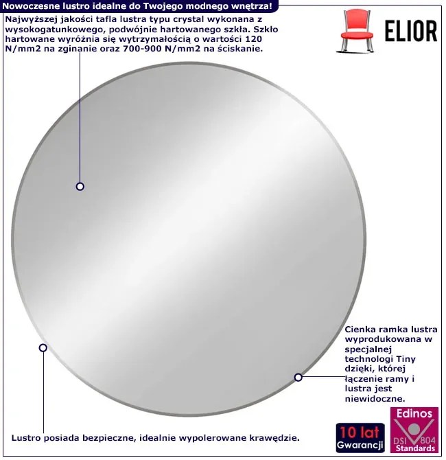 Srebrne okrągłe lustro ścienne E8-K26
