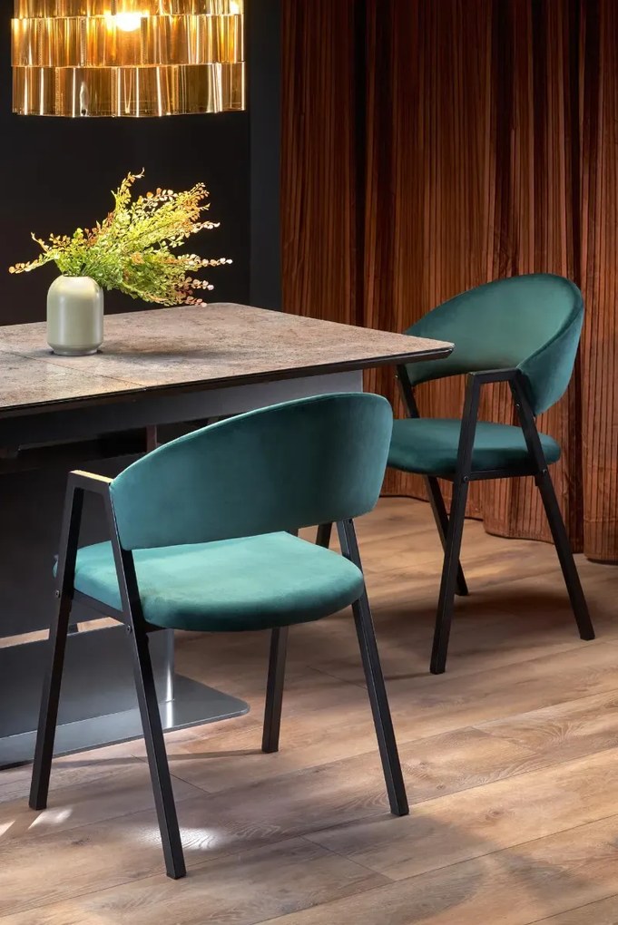 Krzesło tapicerowane K473 VELVET zielone HALMAR